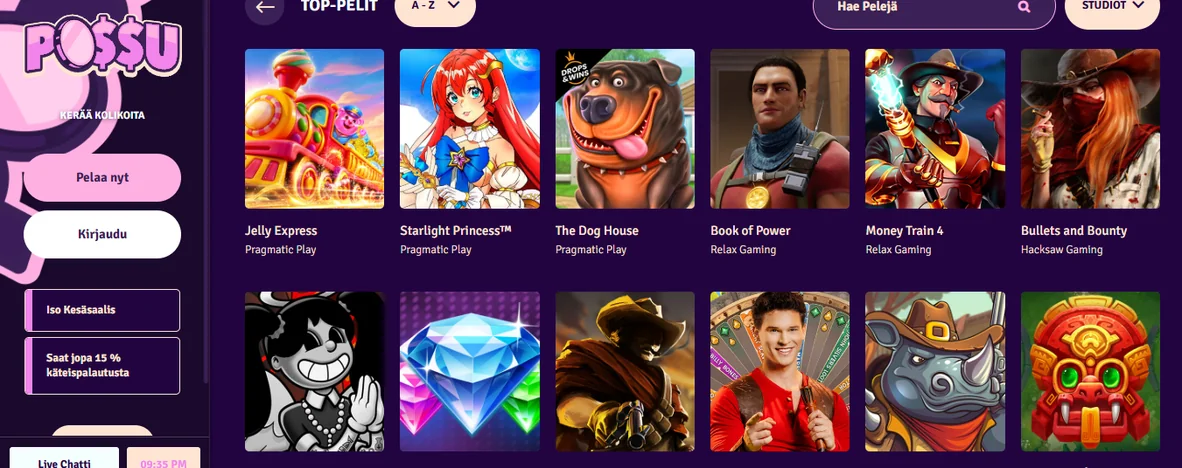 Selaa Possu Casinon pelejä